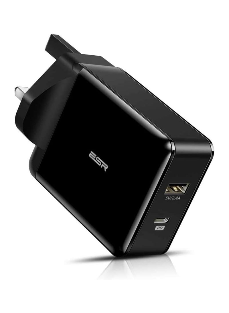 ESR 30W A+C Wall Charger (18W PD, 12W USB) Black - Image 1