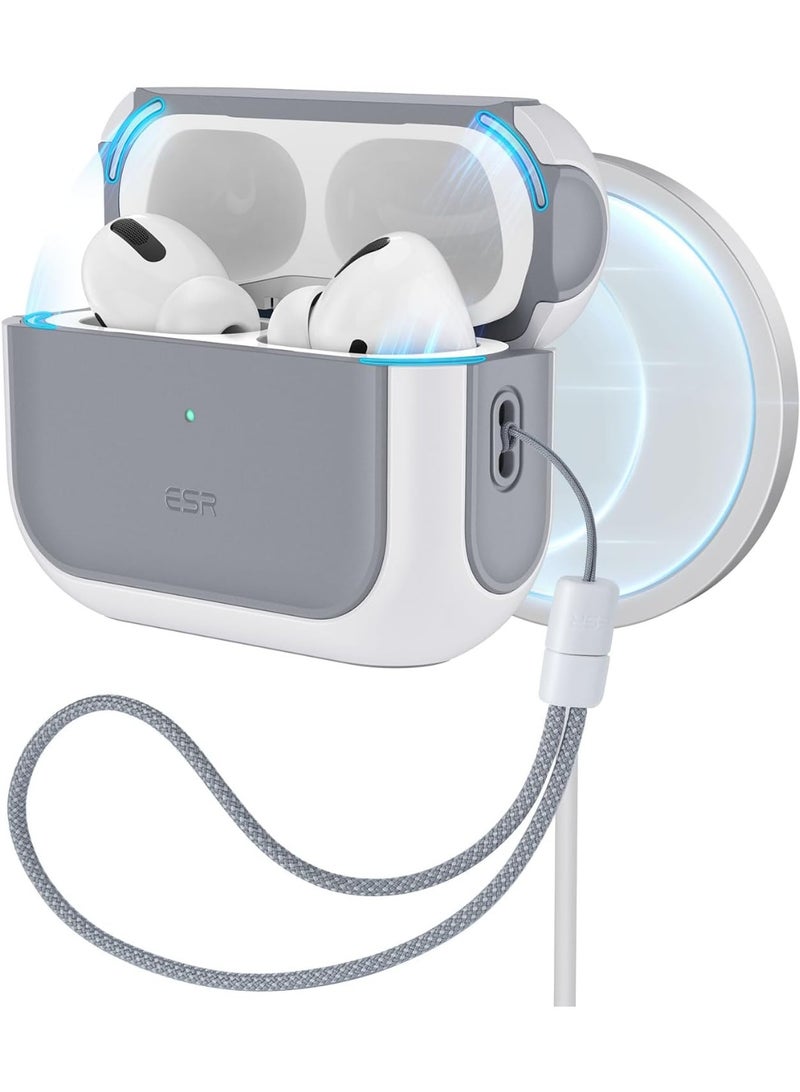 ESR For Airpods Pro 2 Case (USB-C/Lightning Cable), Compatible with AirPods Pro Case (2023/2022/2019, 2nd/1st Gen), MagSafe Ready, Magnetic Lid Lock, Full Drop Protection Cover with Lanyard white - Image 1