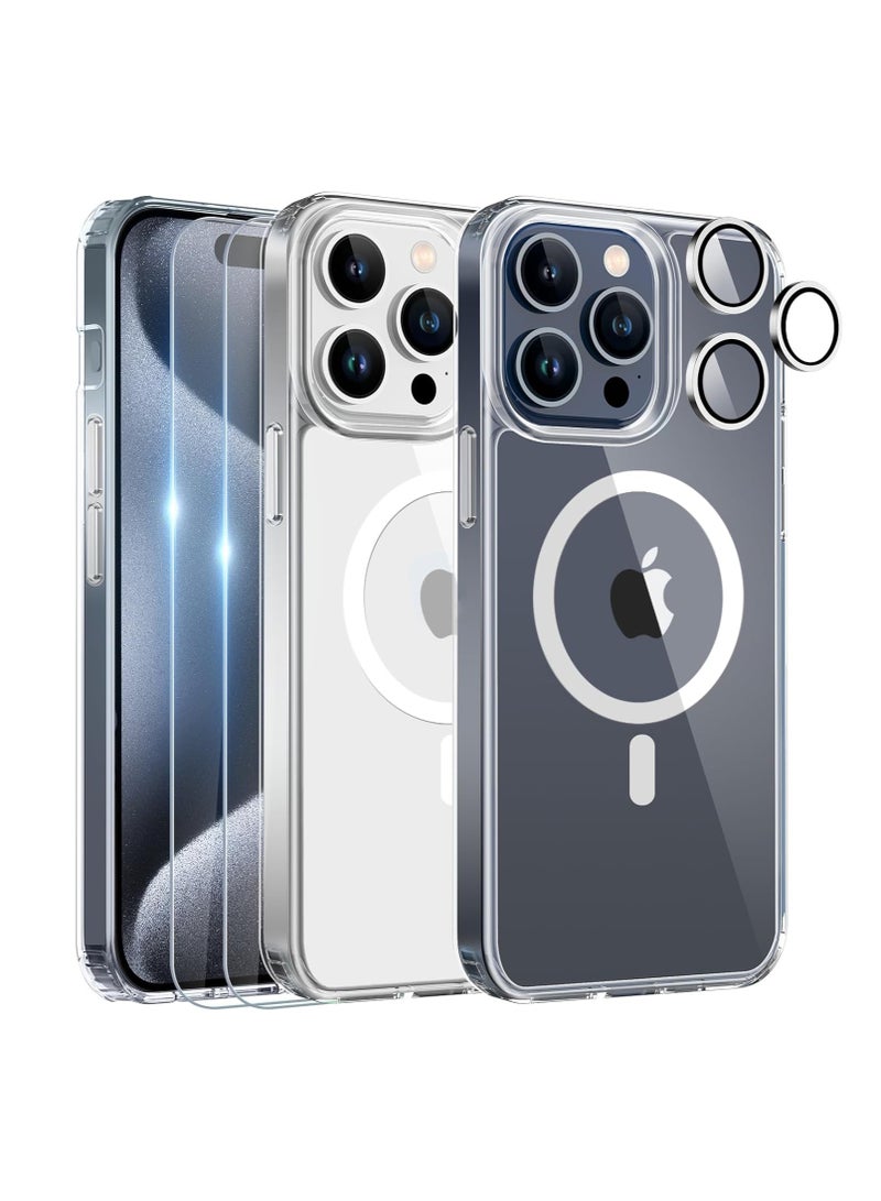 ESR Air Armor Clear Case (HaloLock) Set, Compatible With iPhone 15 Pro Max (Case, 2 Screen Protectors And Camera Lens Protector) – MagSafe Compatible – 360° Complete Protection - Clear - Image 1
