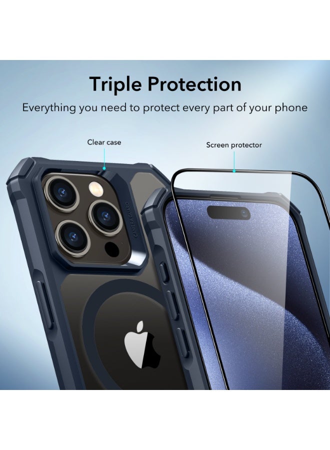ESR for iPhone 15 Pro Max Case, Military-Grade Protection, Shockproof Air Guard Corners, Yellowing-Resistant Acrylic Back, Phone Case for iPhone 15 Pro Max, Air Armor Series Dark Blue - Image 3