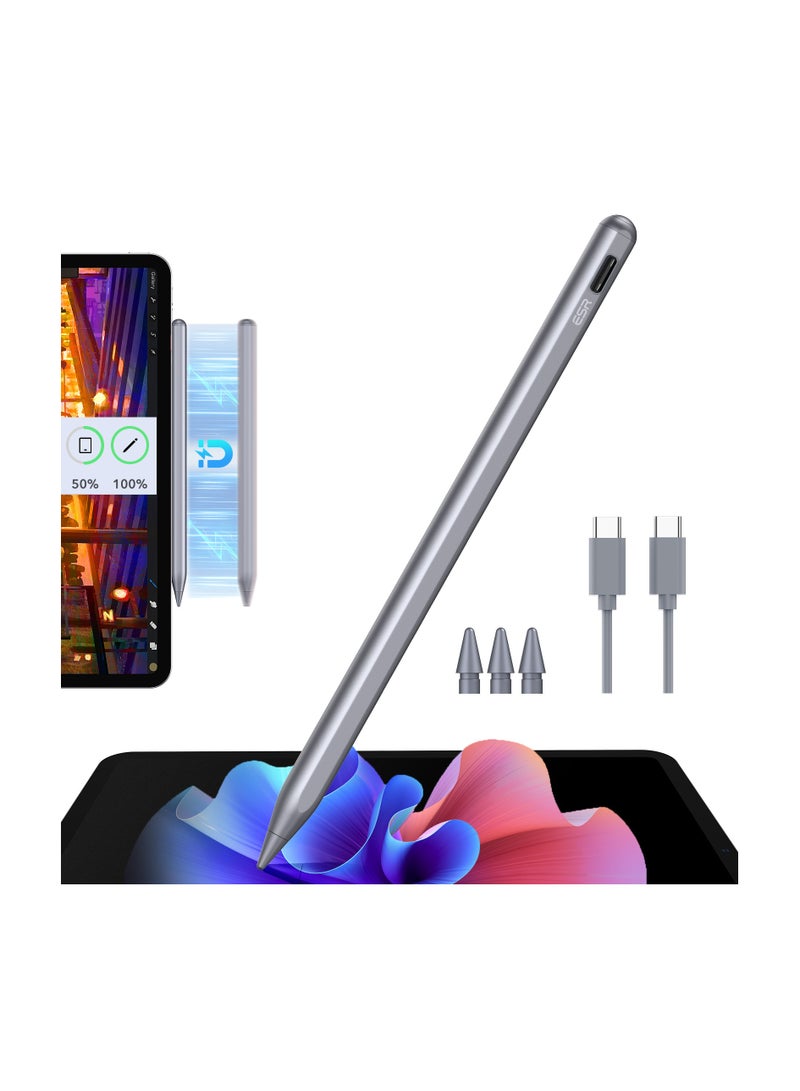 ESR ESR Stylus Pen for iPad, Magnetic Wireless Charging iPad Pencil, Digital Pencil Pro with Tilt Sensitivity and Palm Rejection for iPad Pro 12.9/11, iPad Air 5/4, and iPad Mini 6, Dark Silver Dark Silver 