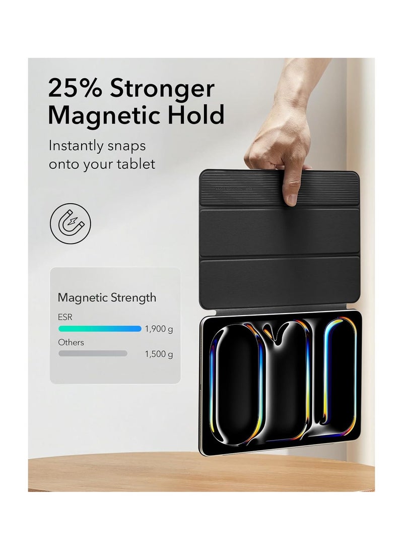 اي اس ار حافظة ESR لجهاز iPad Pro مقاس 13 بوصة M4(2024)، تثبيت مغناطيسي قوي، حافظة ثلاثية قابلة للطي نحيفة، تدعم قلم Pro وقلم(USB-C)، استيقاظ/نوم تلقائي، حماية متينة، سلسلة Rebound، سوداء - Image 4