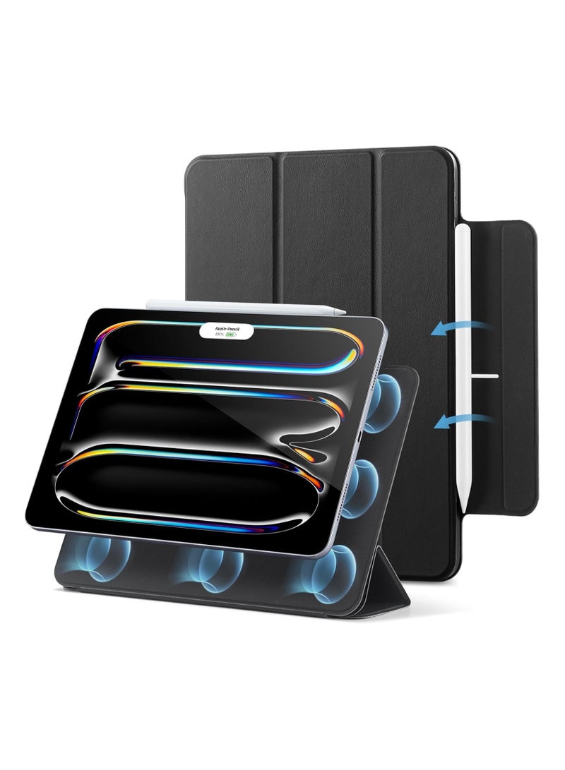 اي اس ار حافظة ESR لجهاز iPad Pro مقاس 13 بوصة M4(2024)، تثبيت مغناطيسي قوي، حافظة ثلاثية قابلة للطي نحيفة، تدعم قلم Pro وقلم(USB-C)، استيقاظ/نوم تلقائي، حماية متينة، سلسلة Rebound، سوداء - Image 1