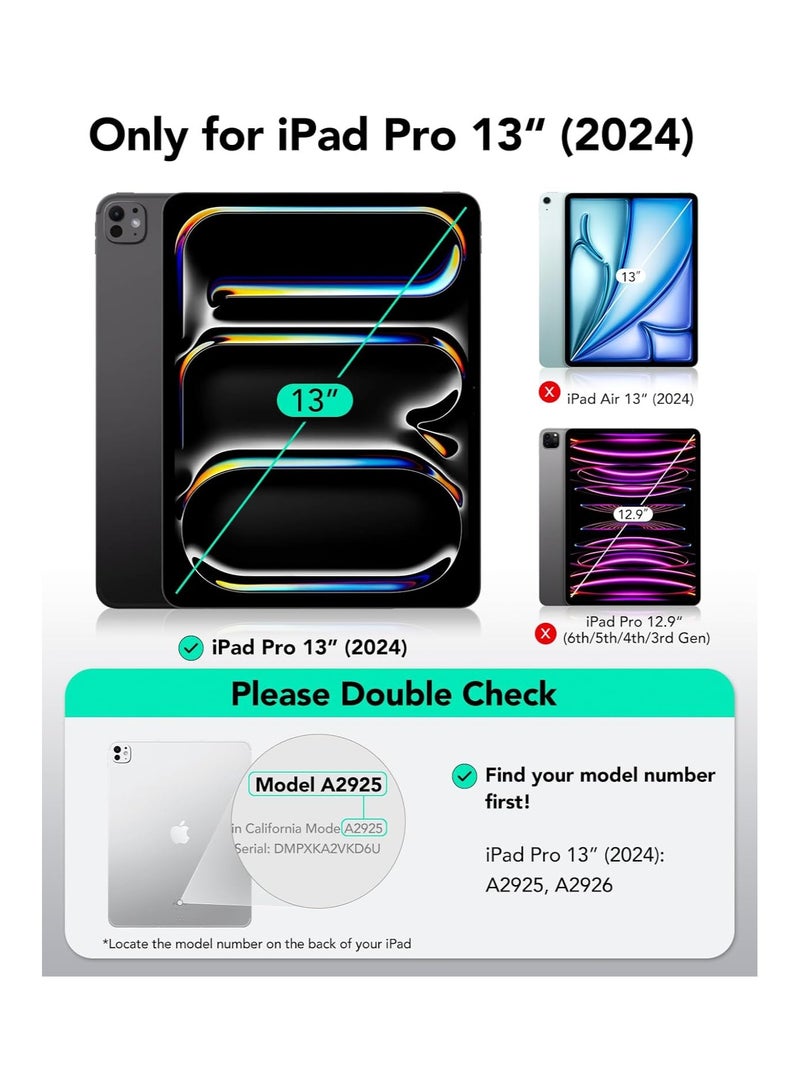 اي اس ار حافظة ESR لجهاز iPad Pro مقاس 13 بوصة M4(2024)، تثبيت مغناطيسي قوي، حافظة ثلاثية قابلة للطي نحيفة، تدعم قلم Pro وقلم(USB-C)، استيقاظ/نوم تلقائي، حماية متينة، سلسلة Rebound، سوداء - Image 2