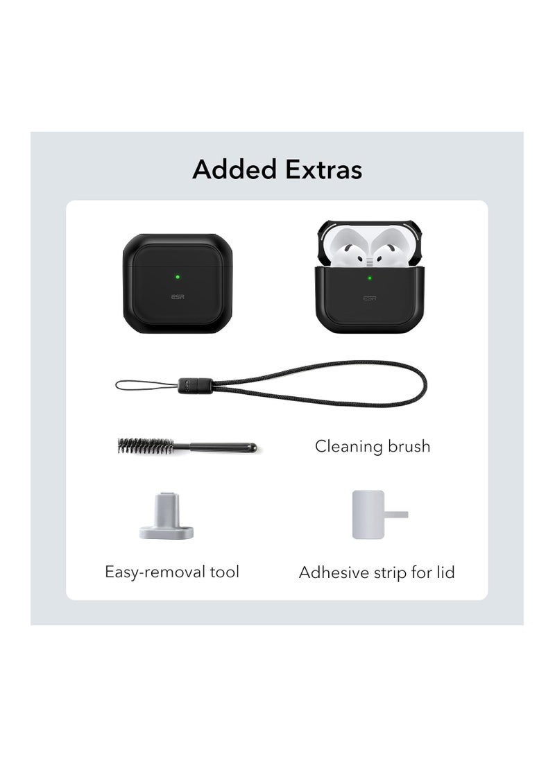 ESR for AirPods 4 Case, Compatible with AirPods 4th Generation Case (2024) (USB-C), Compatible with MagSafe, Drop Protection Cover with Lanyard, Magnetic Lid Lock, Orbit Hybrid Series black