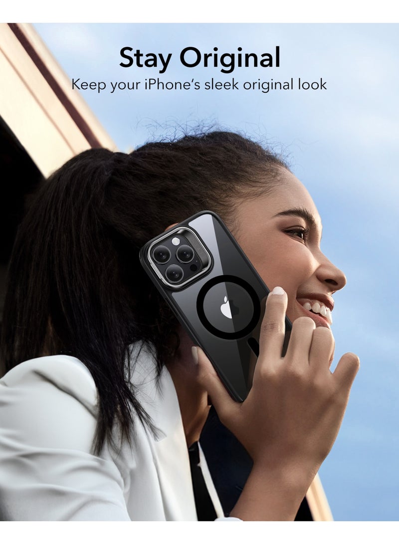 ESR Classic Hybrid Case With Stash Stand (HaloLock) + Screen Protector Set, Compatible With iPhone 16 Pro – With Black Frame – MagSafe Compatible – MilGrade Protection – Built-in Stand - Clear Black - Image 3