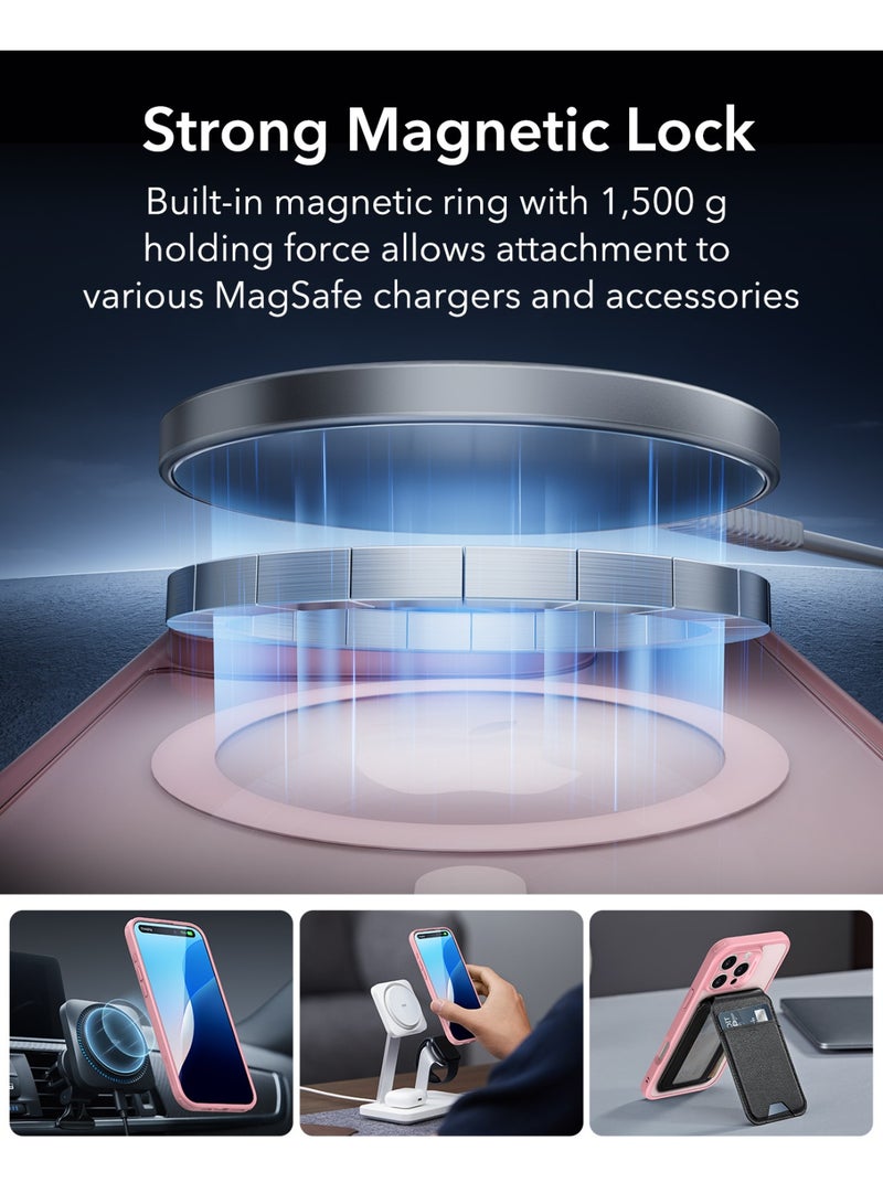 ESR Classic Pro Case (HaloLock) Set, Compatible With iPhone 16 Pro Max (Case, Screen Protector And 4 Swappable Buttons) – MagSafe Compatible – 360° Complete Protection - Frosted Pink - Image 3