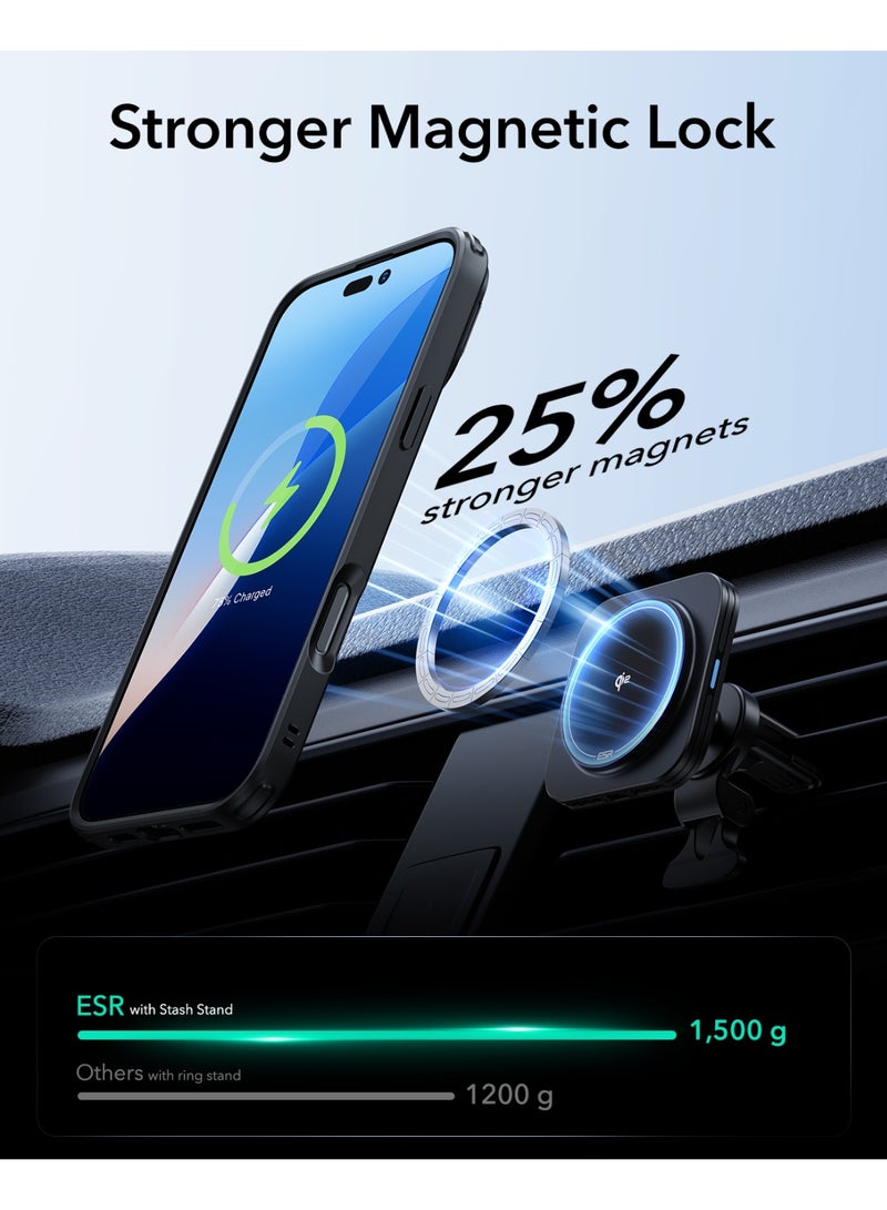 ESR Classic Hybrid Case With Stash Stand (HaloLock) + Screen Protector Set, Compatible With iPhone 16 Pro Max – MagSafe Compatible – MilGrade Protection – Built-in Stand - Frosted Black - Image 2