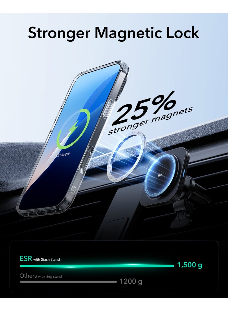 ESR Classic Hybrid Case With Stash Stand (HaloLock) + Screen Protector Set, Compatible With iPhone 16 Pro Max – MagSafe Compatible – MilGrade Protection – Built-in Stand - Clear - Image 2