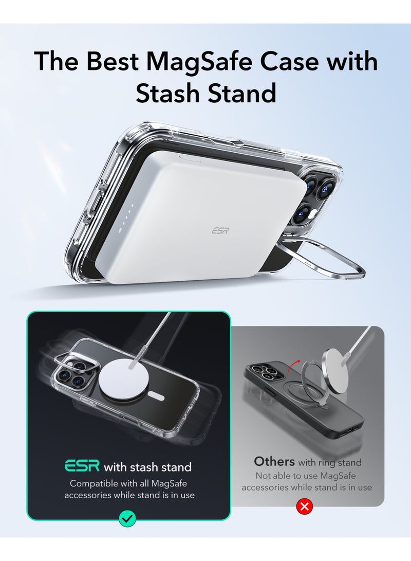 ESR Classic Hybrid Case With Stash Stand (HaloLock) + Screen Protector Set, Compatible With iPhone 16 Pro Max – MagSafe Compatible – MilGrade Protection – Built-in Stand - Clear - Image 3