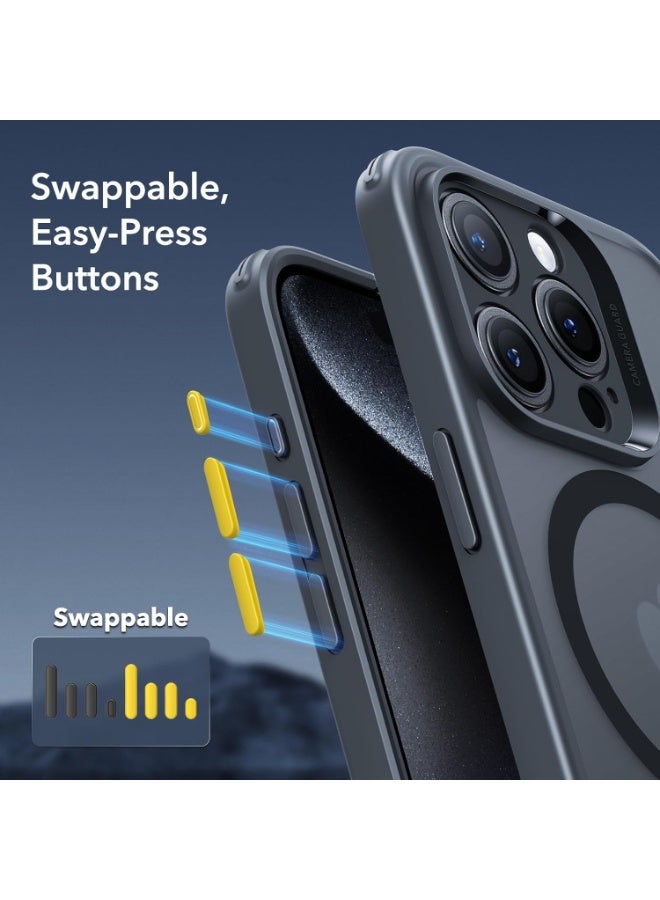 ESR Classic Pro Case (HaloLock) Set, Compatible With iPhone 15 Pro (Case, Screen Protector And 4 Swappable Buttons) – MagSafe Compatible – 360° Complete Protection - Frosted Black - Image 3