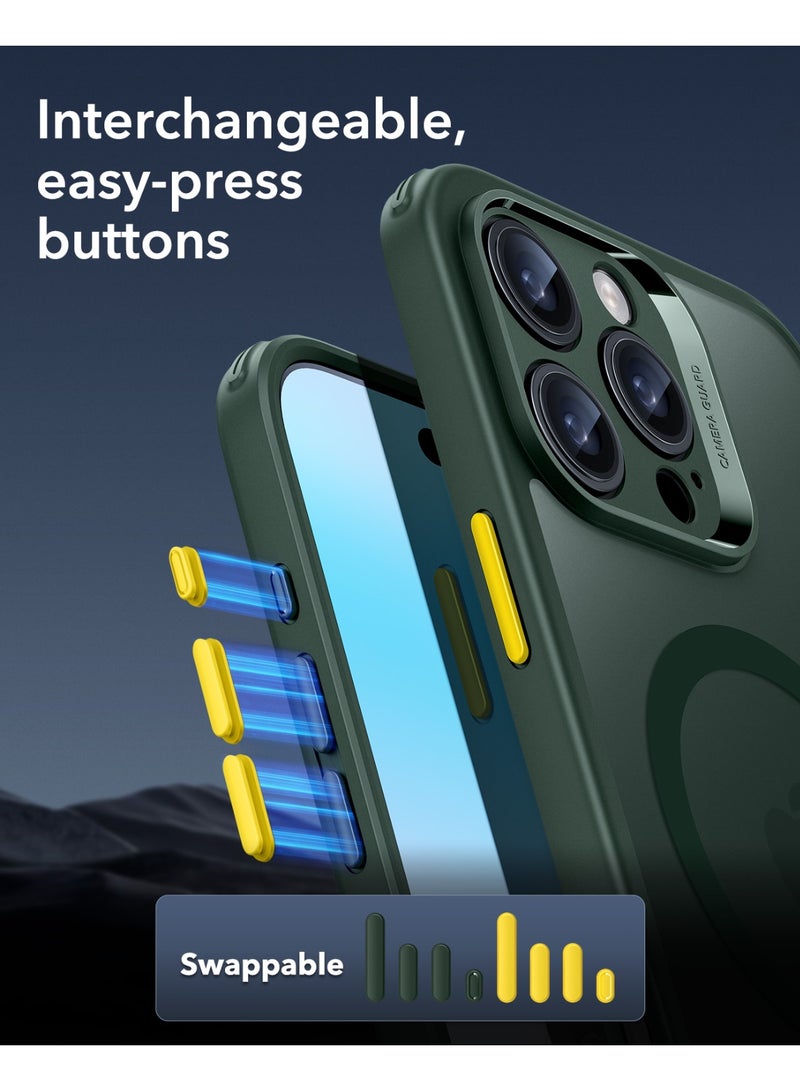 ESR Classic Pro Case (HaloLock) Set, Compatible With iPhone 16 Pro Max (Case, Screen Protector And 4 Swappable Buttons) – MagSafe Compatible – 360° Complete Protection - Dark Green - Image 4