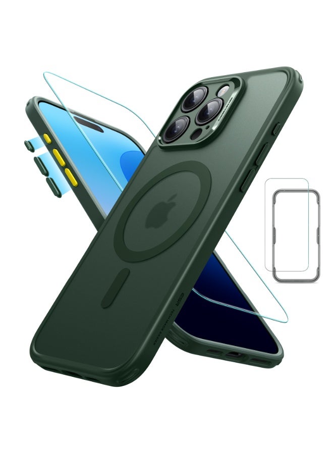 ESR Classic Pro Case (HaloLock) Set, Compatible With iPhone 16 Pro Max (Case, Screen Protector And 4 Swappable Buttons) – MagSafe Compatible – 360° Complete Protection - Dark Green - Image 1