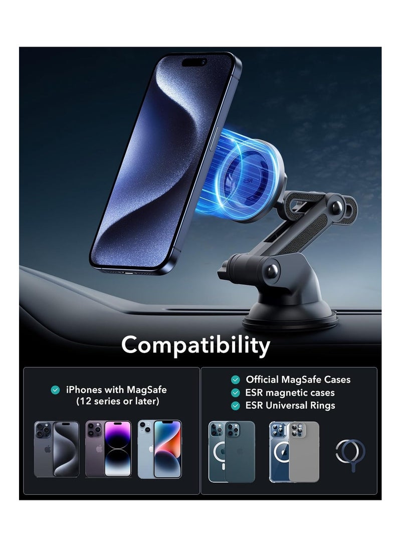ESR HaloLock Dashboard Phone Mount, Compatible with MagSafe Car Mount, Windshield Car Mount Compatible with iPhone 15/14/13/12 Series, Charging Not Supported, Black Black  - Image 3