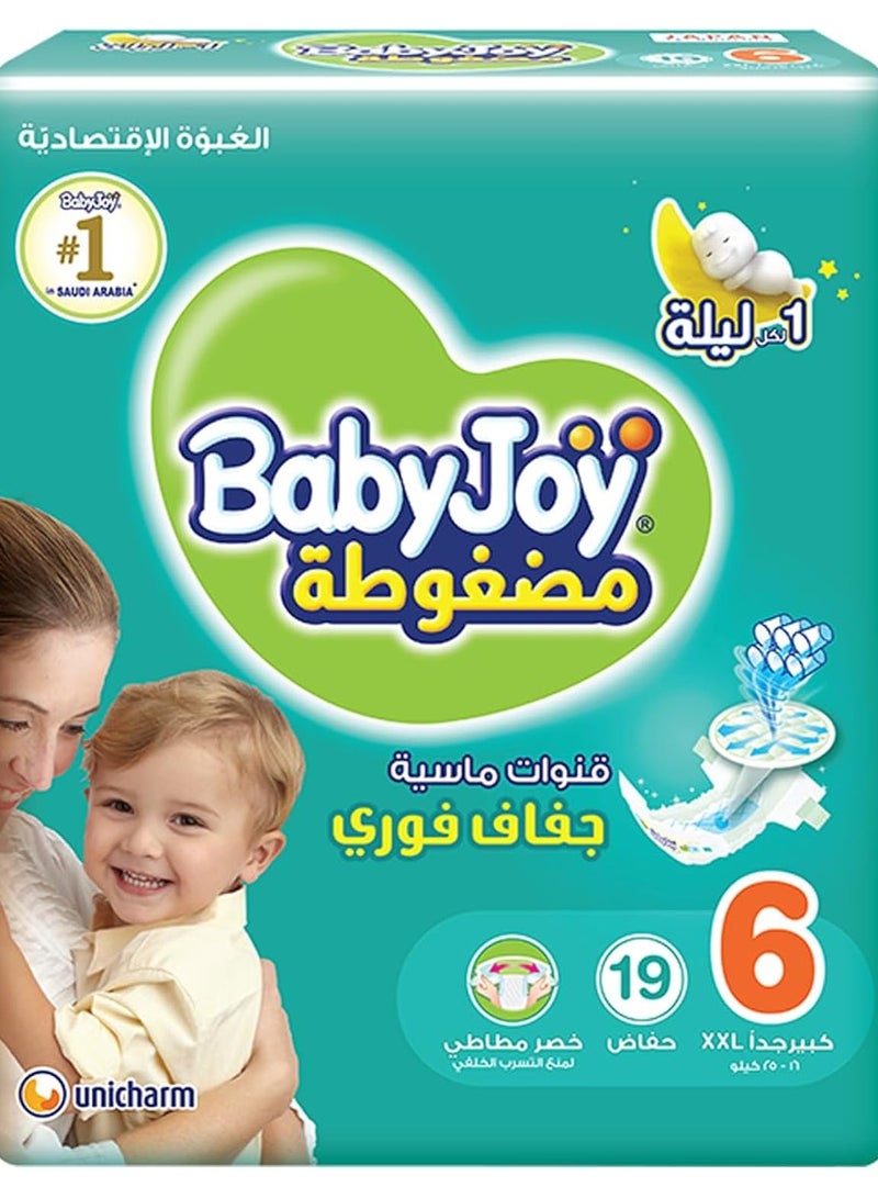 BabyJoy Babyjoy Compressed Diamond Pad Diaper, Value Pack Junior XXL Size 6, Count 19, 16+ Kg