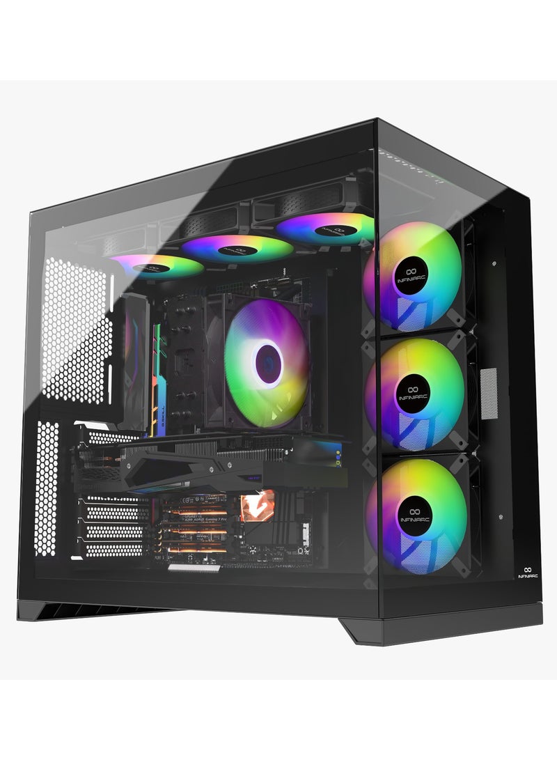 INFINIARC Cube Pro PC With Intel Core i5-14400F Processor/12GB Nvidia GeForce RTX 3060 Graphics/16GB DDR5 RAM/1TB SSD/ Black  - Image 1