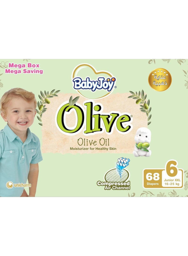 BabyJoy BabyJoy Olive Diapers 68-Pieces Mega Pack, Junior XX-Large