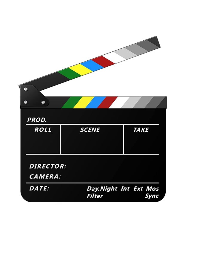Wownect Acrylic Film Clapper Board -11 x 9in Film Slate Clapperboard Movie Theater Decor Clapboard Black - Image 1