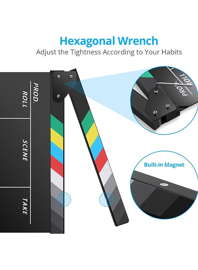 Wownect Acrylic Film Clapper Board -11 x 9in Film Slate Clapperboard Movie Theater Decor Clapboard Black - Image 4