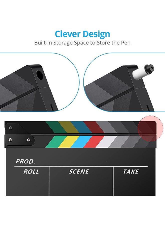 Wownect Acrylic Film Clapper Board -11 x 9in Film Slate Clapperboard Movie Theater Decor Clapboard Black - Image 3