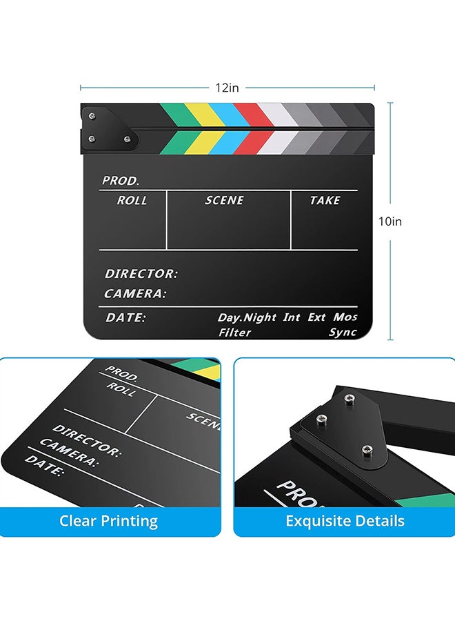 Wownect Acrylic Film Clapper Board -11 x 9in Film Slate Clapperboard Movie Theater Decor Clapboard Black - Image 2