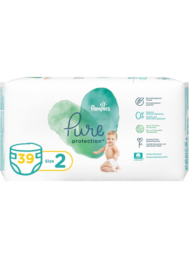 Pampers Pampers Pure Protection Dermatologically Tested Diapers, Size 2, 4-8kg, 39 Diaper Count 