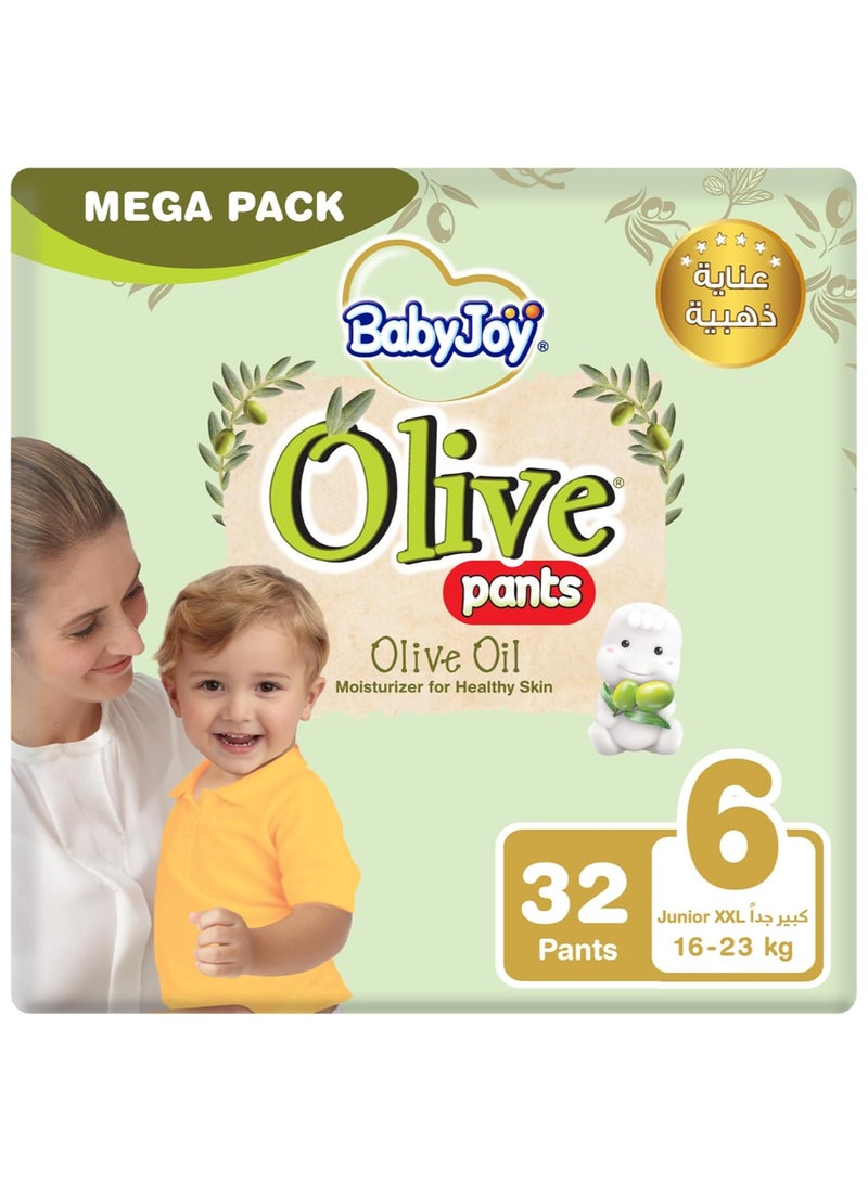 BabyJoy BabyJoy Olive Pants, Size 6, Junior Xxl, 16-23 Kg, Mega Pack, 32 Diapers