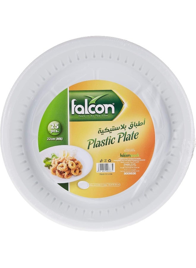 فالكون 25-Piece Plastic Plate White 22cm White 22cm  - Image 1