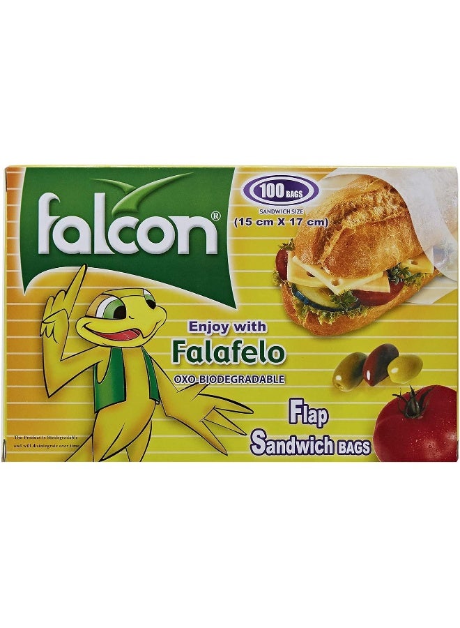 فالكون 100 قطعة حقيبة ساندويتش بلاستيكية قابلة للتحلل - صفراء - Image 1