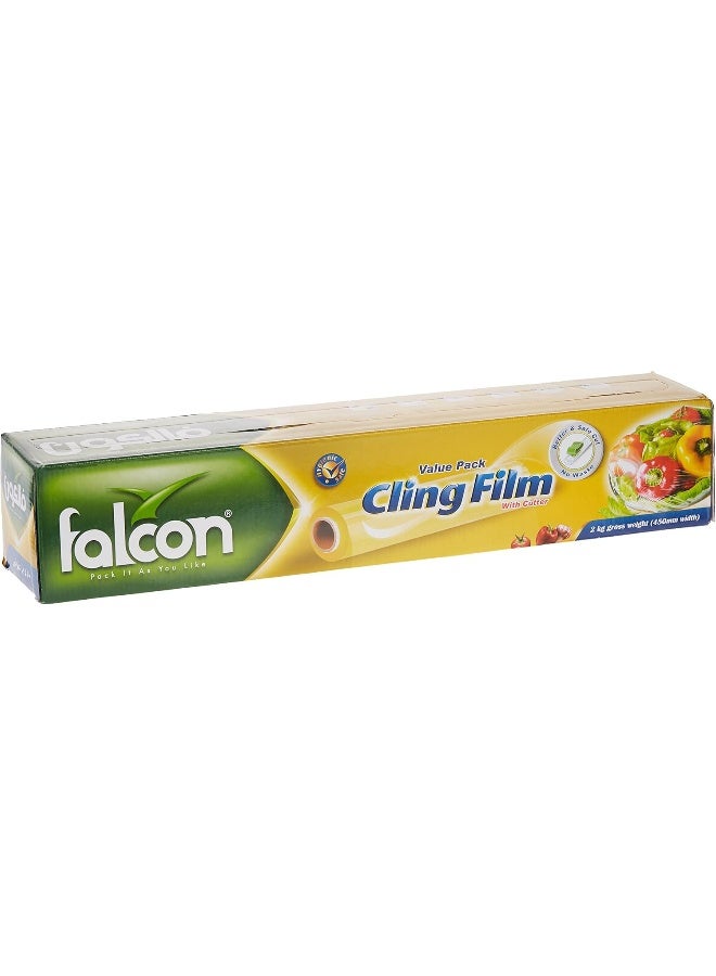 فالكون Pack Ret Cling Film 2 Kg W Cutter Clear 45cm Clear 45cm - Image 1