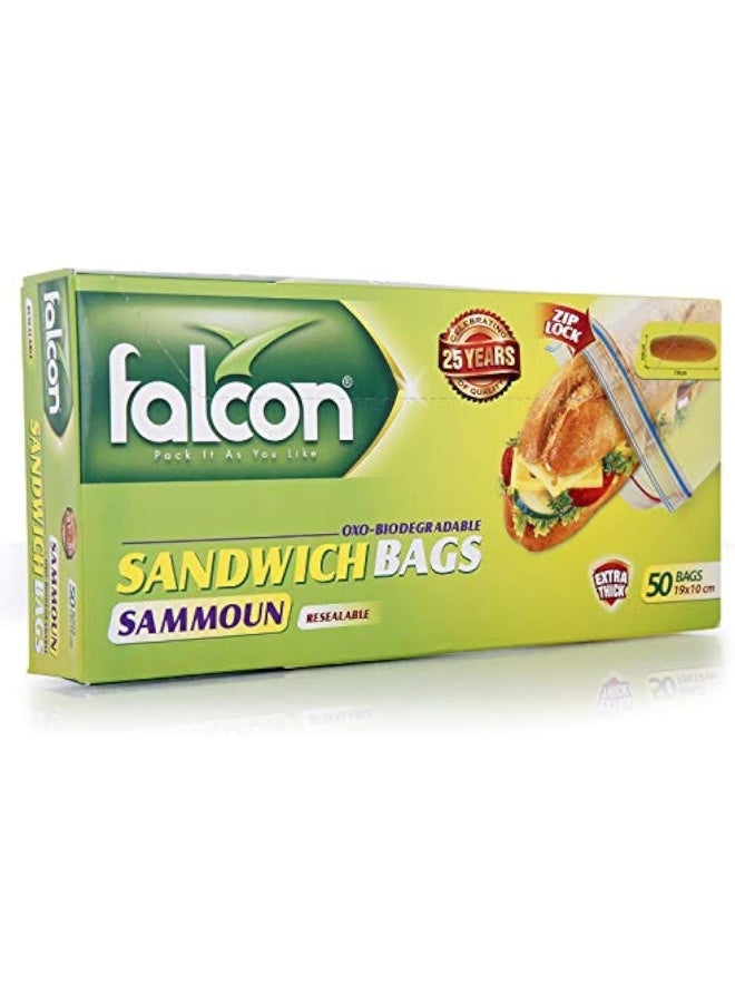فالكون أكياس سموّن القابلة لإعادة الإغلاق القابلة للتحلل الأكسوي الشفافة 19 × 10 سم - Image 1