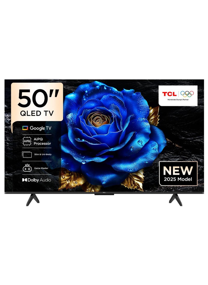 TCL 50 Inch Smart TV 4K QLED Colorful Quantum Crystal HDR 10+ Gaming Google TV, ONKYO 2.1 Hi-Fi, Dolby Atmos, DTS Virtual X, Voice Control, Game Master, 50T6C (2025 Model) 50T6C black - Image 1