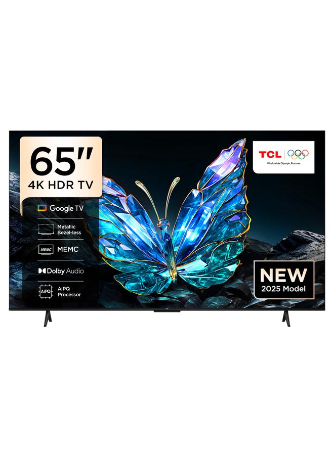 تي سي إل تلفزيون TCL 65 بوصة سمارت 4K UHD HDR 10 جوجل TV، تحسين لون ديناميكي، صوت دولبي، لوحة HVA، MEMC، رعاية متعددة للعيون بتصميم معدني بدون حواف، 65V6C (طراز 2025) - Image 1