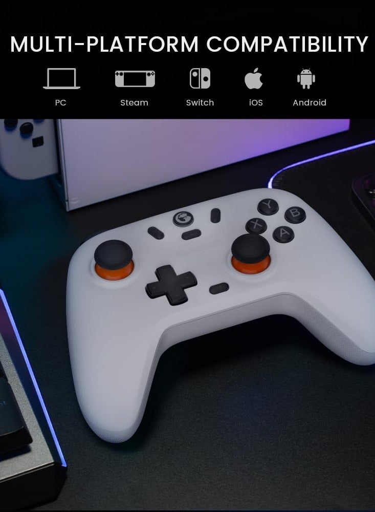 جيم سير ذراع تحكم نوفا لايت لاسلكي 2.4 جيجاهرتز متوافق مع كمبيوتر ويندوز، آيفون، أندرويد، نينتندو سويتش وستيم ديك – وحدة تحكم بلوتوث للألعاب مزودة بمحفزات بتقنية هول، وزر توربو، واهتزاز ديناميكي - Image 3