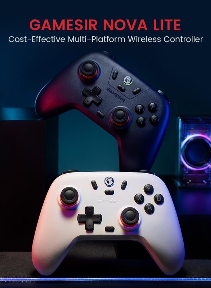 جيم سير ذراع تحكم نوفا لايت لاسلكي 2.4 جيجاهرتز متوافق مع كمبيوتر ويندوز، آيفون، أندرويد، نينتندو سويتش وستيم ديك – وحدة تحكم بلوتوث للألعاب مزودة بمحفزات بتقنية هول، وزر توربو، واهتزاز ديناميكي - Image 2