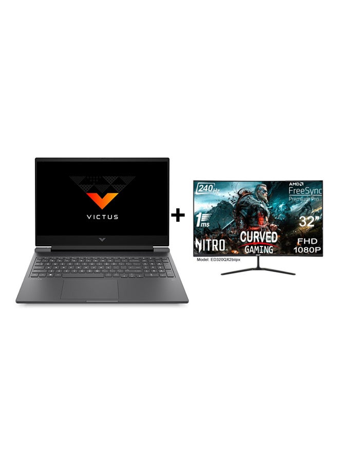 HP Victus (Upgraded Version) Gaming Laptop With 16.1-Inch Full HD(1920x1080) 144Hz Display, Core i7-13700H Processor/32GB RAM DDR5/1TB SSD/8GB NVIDIA GeForce RTX 4060 Graphics Card/Windows 11+Nitro Gaming Monitor 32" Inch Curved, Full HD (1920x1080) VA, 240Hz,1ms English/Arabic Mica Silver  - Image 1