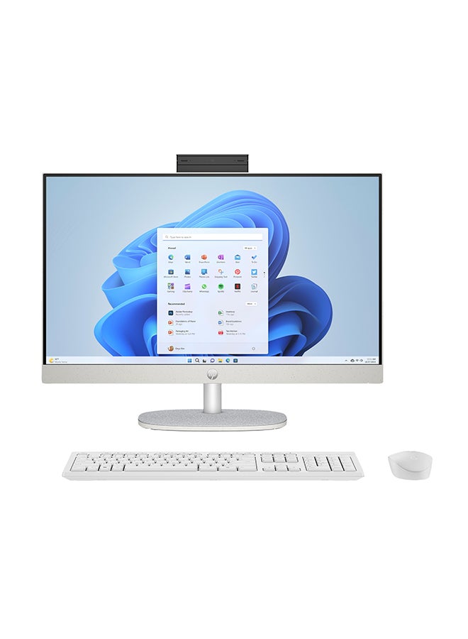 HP 23.8 inch All-in-One With 23.8 Inch Full HD(1920x1080) Touch screen Display,Intel Core Ultra 7-155U Processor/32GB RAM DDR5/512GB SSD/Intel Iris Xe Graphics/Windows 11 Home/ English/Arabic Shell White  - Image 1