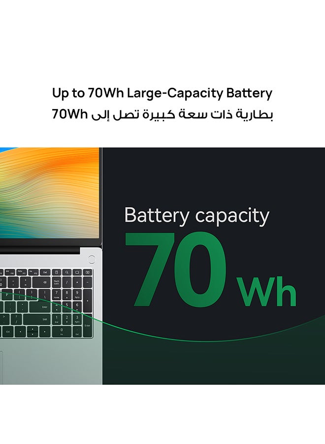 هواوي MateBook D 16 Laptop with 16 Inch Full HD(1920X1080) Display, Core i5-12450H Processor/8GB RAM DDR5/512GB SSD/Intel UHD Graphics/DOS(Without Windows)/ English/Arabic Silver  - Image 4