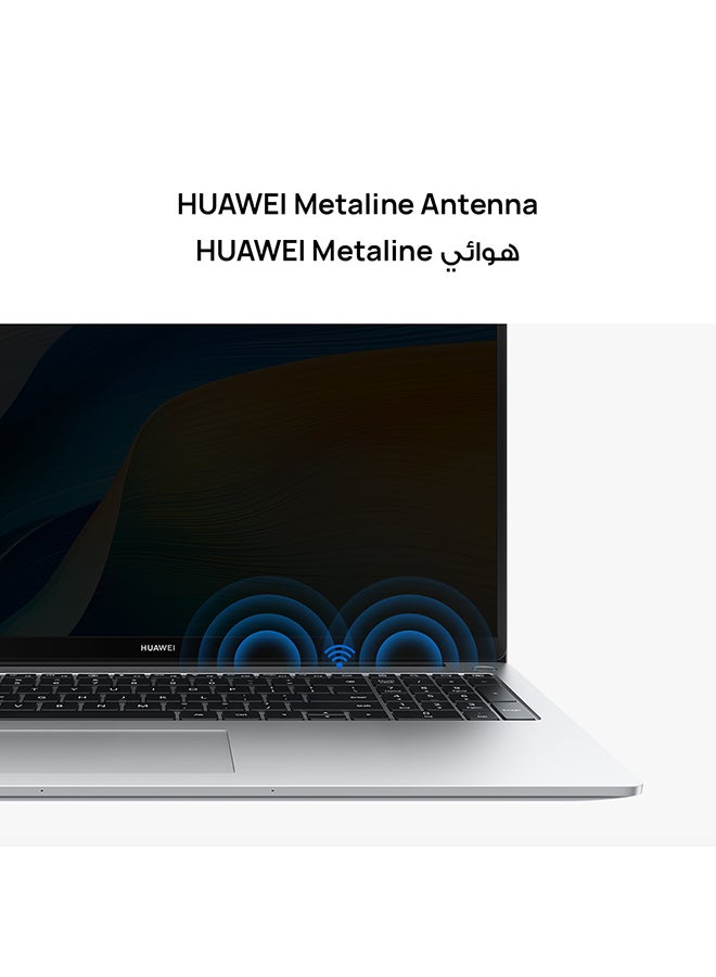 هواوي MateBook D 16 Laptop with 16 Inch Full HD(1920X1080) Display, Core i5-12450H Processor/8GB RAM DDR5/512GB SSD/Intel UHD Graphics/DOS(Without Windows)/ English/Arabic Silver  - Image 5