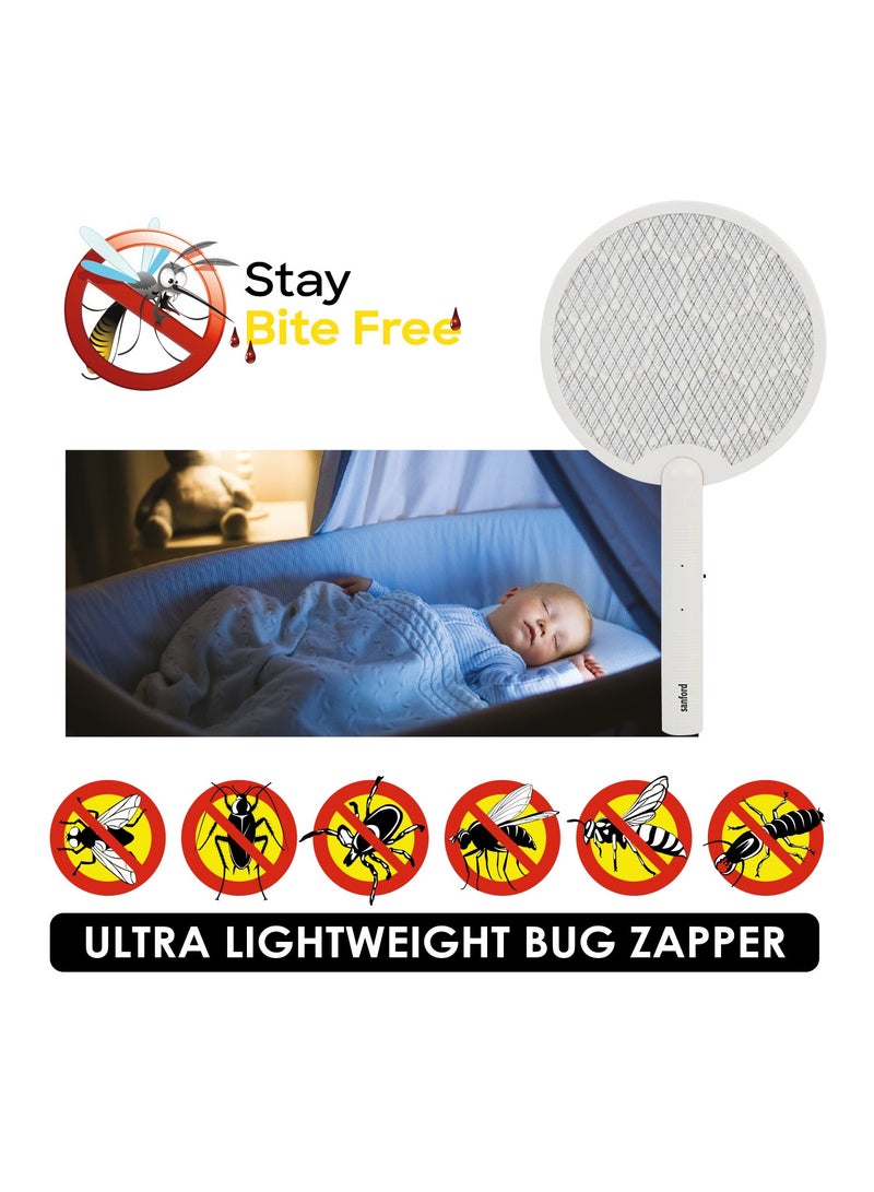 سانفورد Type C Rechargeable Lithium Ion Battery Mosquito Racket | SF639MK 2.59 W SF639MK white  - Image 4