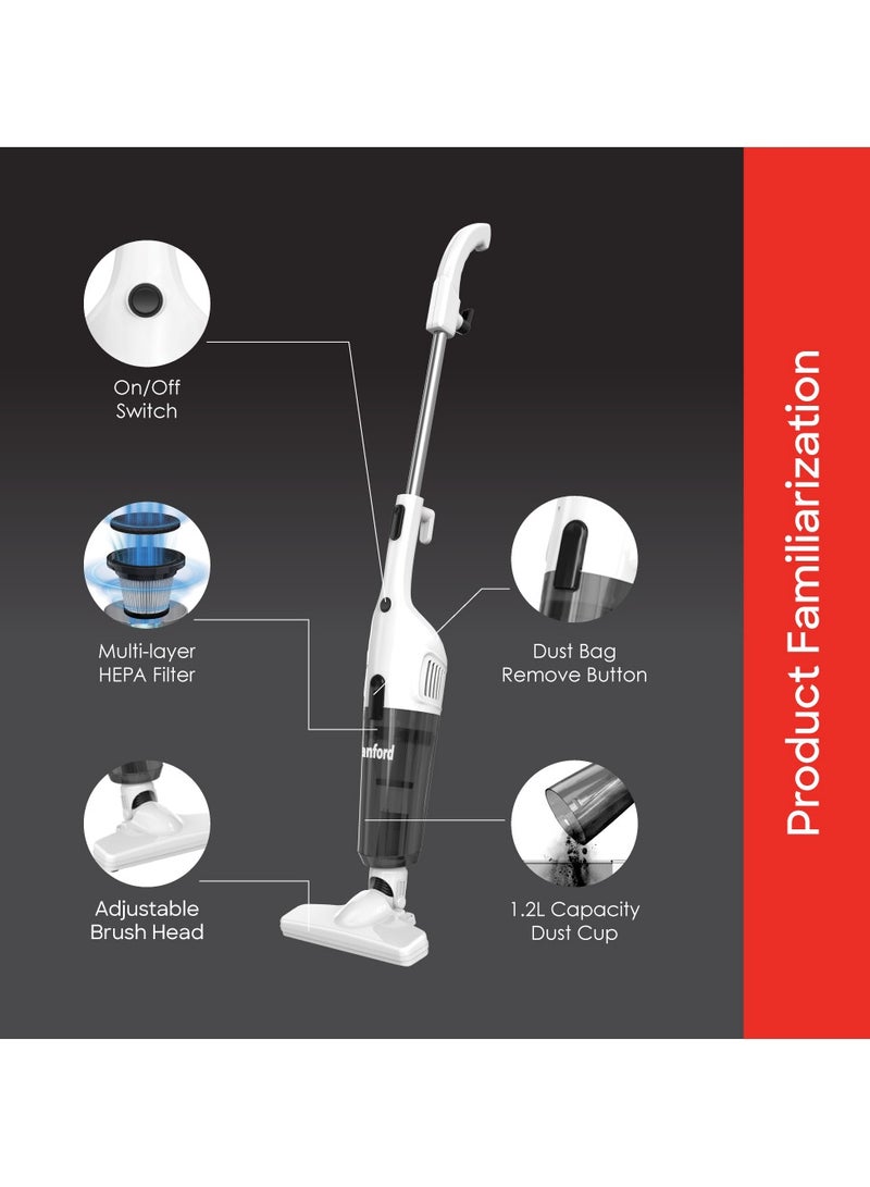 Sanford HEPA Handheld Vacuum Cleaner with 1.2L Dust Bin 3-in-1 Design, Lightweight, Flexible Brush, Easy Empty Transparent Bin 1.2 L 600 W SF876VC white - Image 3