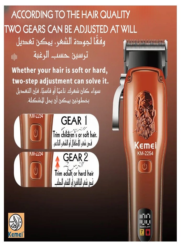 Kemei Professional Hair Clipper, Dark Red, Distinctive Shape KM-2254 (Saudi Version) - Image 2