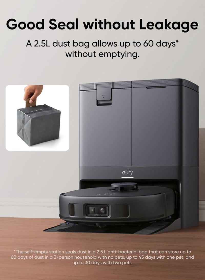 إيوفي 6-Pack Large Capacity Dust Bags Compatible with X10 Pro Omni Robot Vacuum 80 W T29F7 Grey  - Image 3