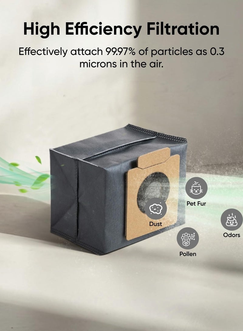 إيوفي 6-Pack Large Capacity Dust Bags Compatible with X10 Pro Omni Robot Vacuum 80 W T29F7 Grey  - Image 4