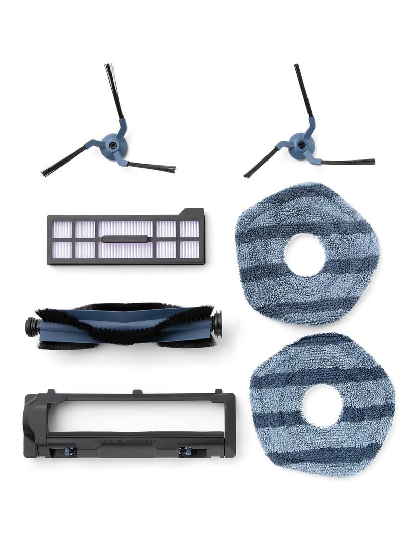 إيوفي Replacement Parts Kit for X10 Pro Omni Robot Vacuum, Roller Brush with Bristles and Rubber, Brush Guard, 2 Side Brushes, Washable Filter, and 2 Mop Cloths 45 W T29G0 Mixedcolor 
