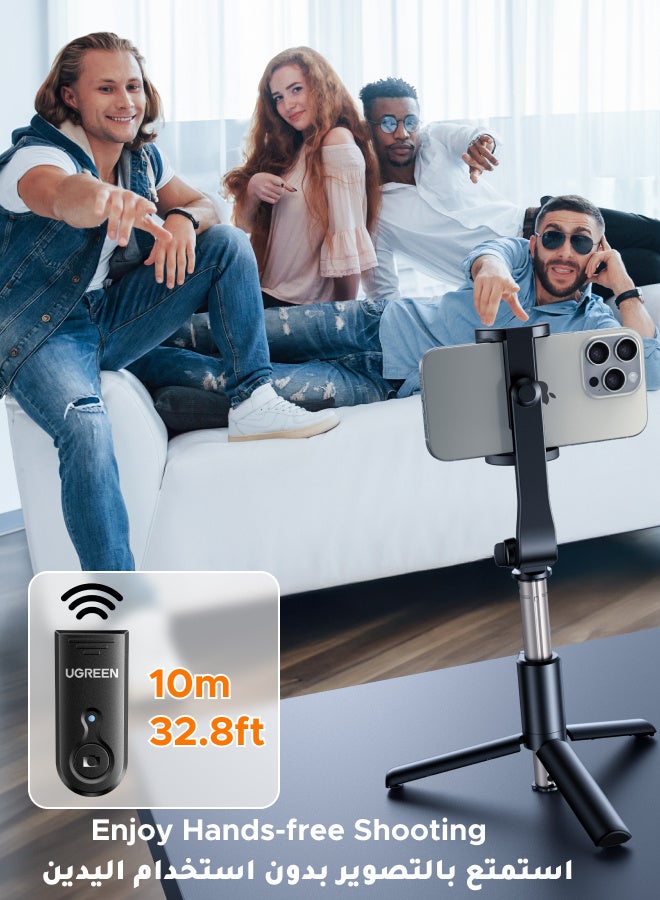 Ugreen Selfie Stick Tripod with Bluetooth Remote and Phone Holder, Extendable And Portable Selfie Stick for iPhone Series, iPhone 16/15/14 Tripod for Video Recording - Black Black - Image 4