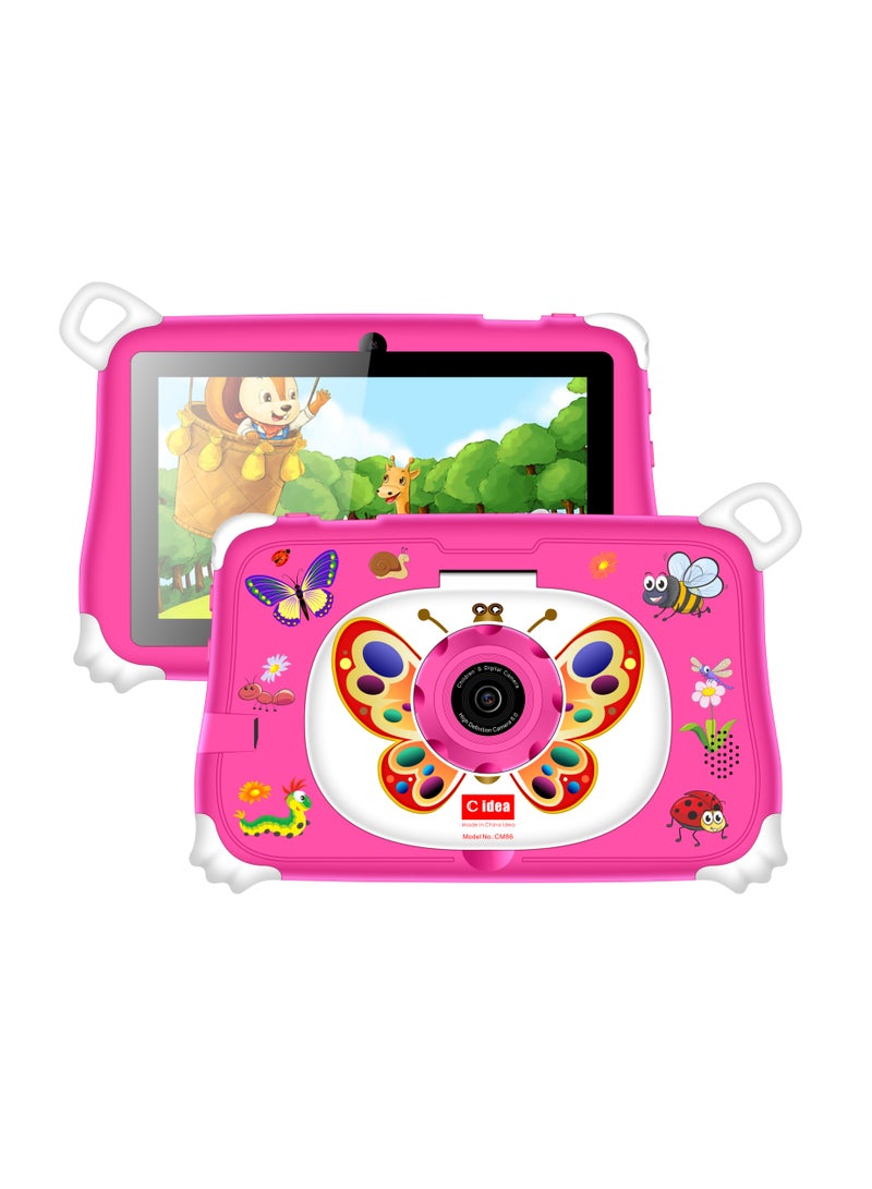 C idea 7-Inch Smart Tablet for Kids CM86 Wi-Fi Bluetooth GPS 8GB RAM 256GB ROM Edge Proof Children Education Android Tab with Built-in Foldable Stand Dual Camera Game Tab - Pink  - Image 1