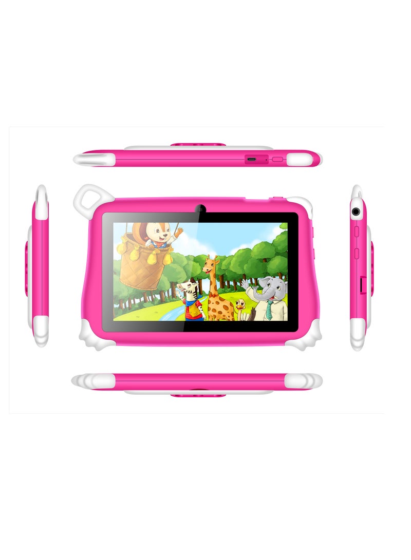 C idea 7-Inch Smart Tablet for Kids CM86 Wi-Fi Bluetooth GPS 8GB RAM 256GB ROM Edge Proof Children Education Android Tab with Built-in Foldable Stand Dual Camera Game Tab - Pink  - Image 2