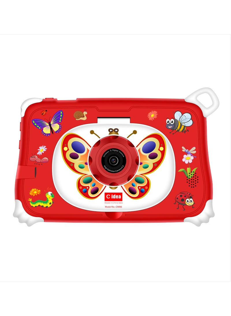 C idea 7-Inch Smart Tablet for Kids CM86 Wi-Fi Bluetooth GPS 8GB RAM 256GB ROM Edge Proof Children Education Android Tab with Built-in Foldable Stand Dual Camera Game Tab - Red  - Image 3