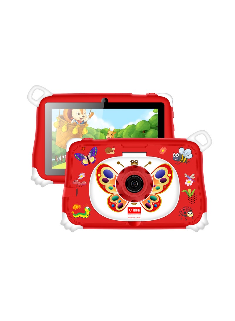 C idea 7-Inch Smart Tablet for Kids CM86 Wi-Fi Bluetooth GPS 8GB RAM 256GB ROM Edge Proof Children Education Android Tab with Built-in Foldable Stand Dual Camera Game Tab - Red  - Image 1